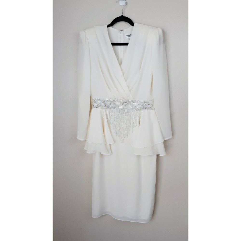 Vintage Abby Kent Ivory Beaded Dress Women's Size 12